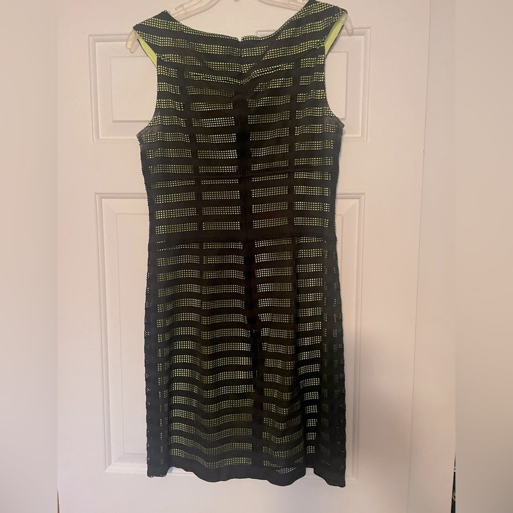 black overlay over lime green that you can see throughout.  size 10. Marc NY